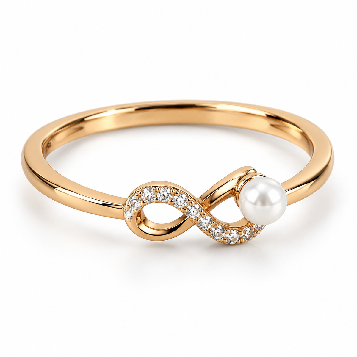 elegant pearl infinity ring