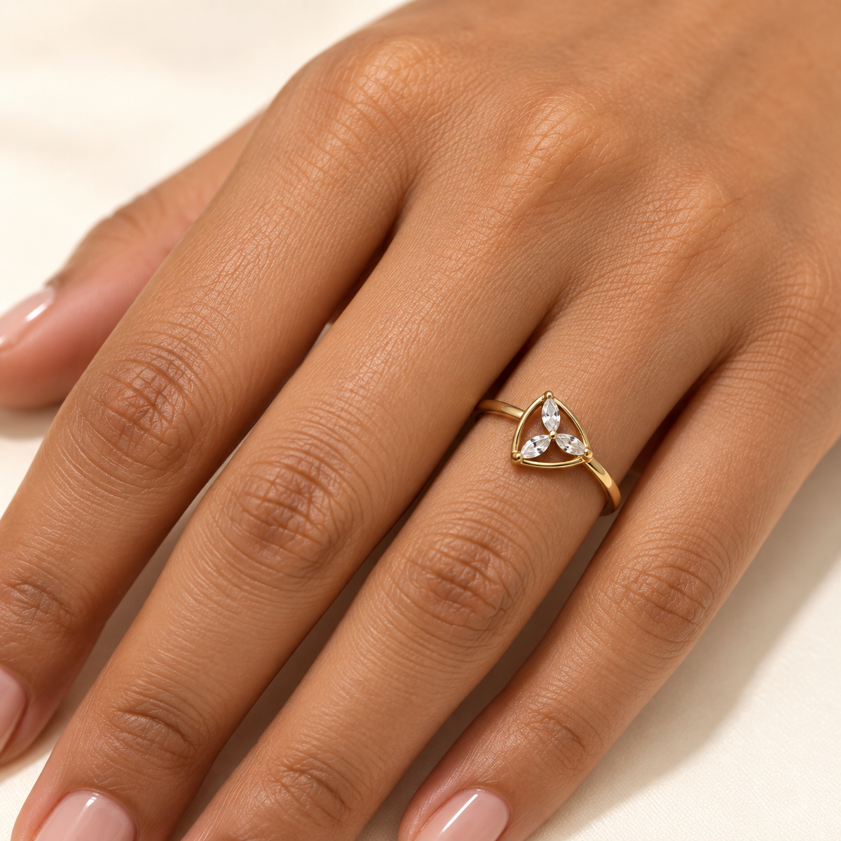 three-petal gold ring