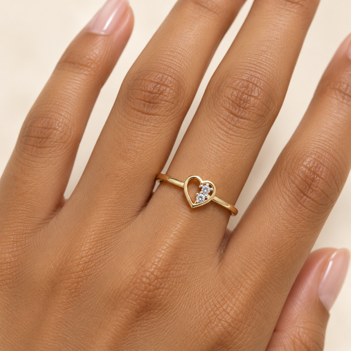 open heart gold ring