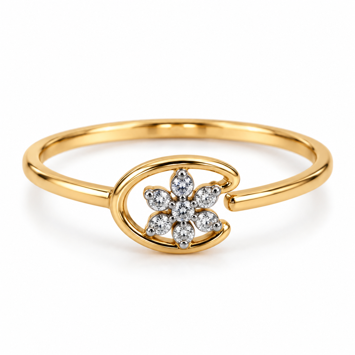 delicate six-petal gold flower ring