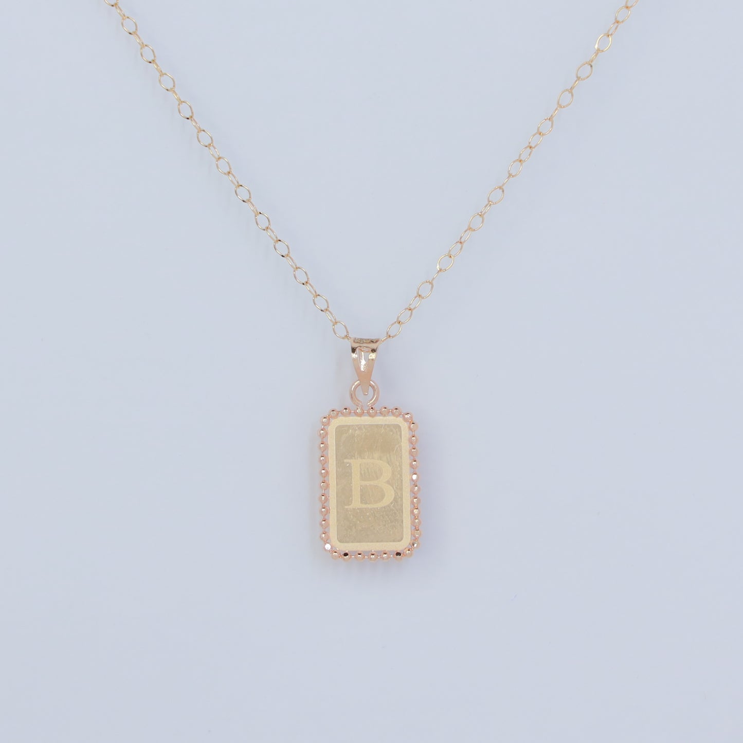 rectangle letter b 18kt gold pendant