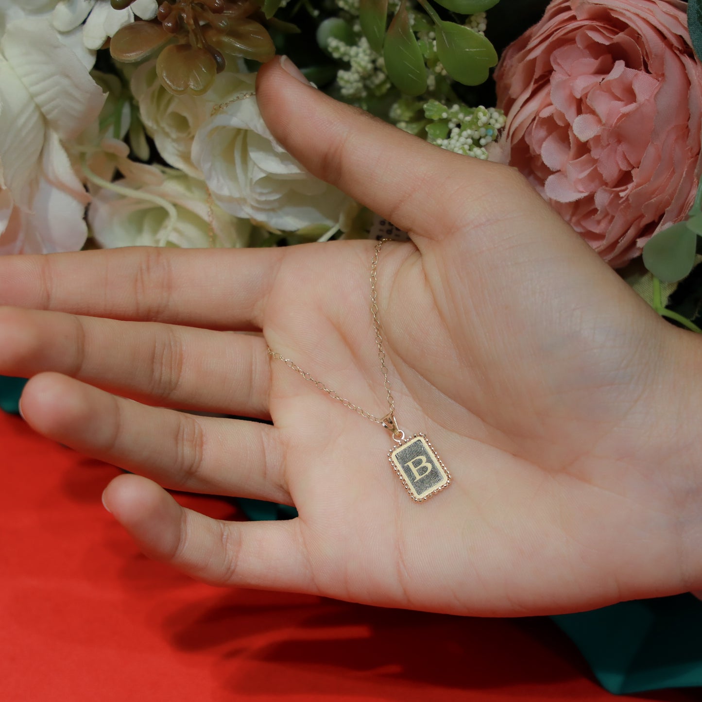 rectangle letter b 18kt gold pendant