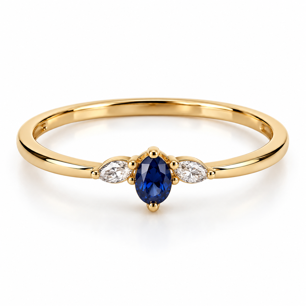 Petite Gold Ring with Blue Gemstone