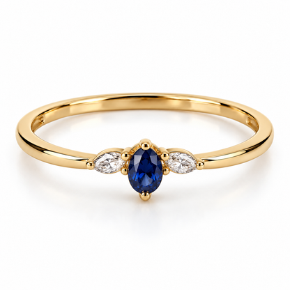 Petite Gold Ring with Blue Gemstone