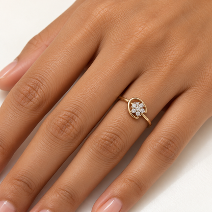 Gold Swirl Flower Ring