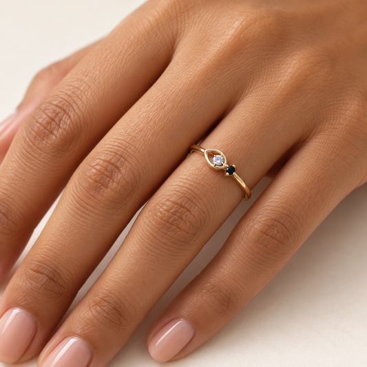 Asymmetric Gold Teardrop Ring