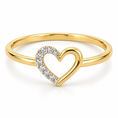 Asymmetric Open Heart Gold Ring
