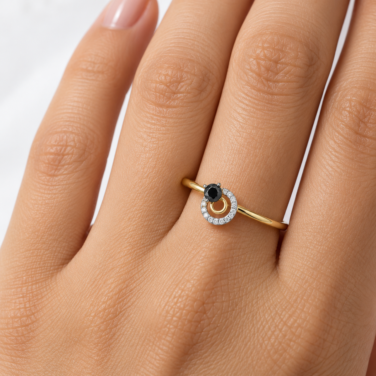 Delicate Black Gemstone Ring