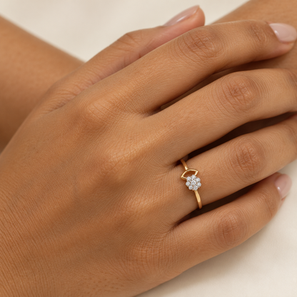 Petite Gold Floral Leaf Ring