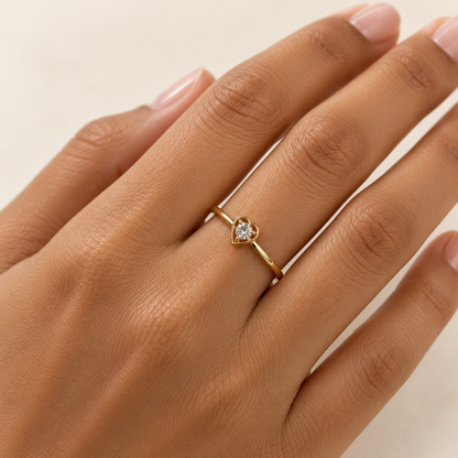 Petite Heart-Outline Gold Ring