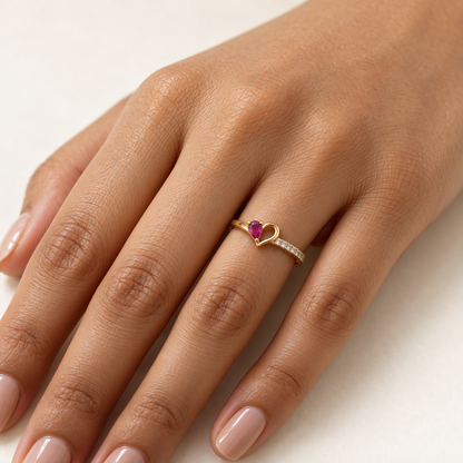 Asymmetric Magenta Heart Ring