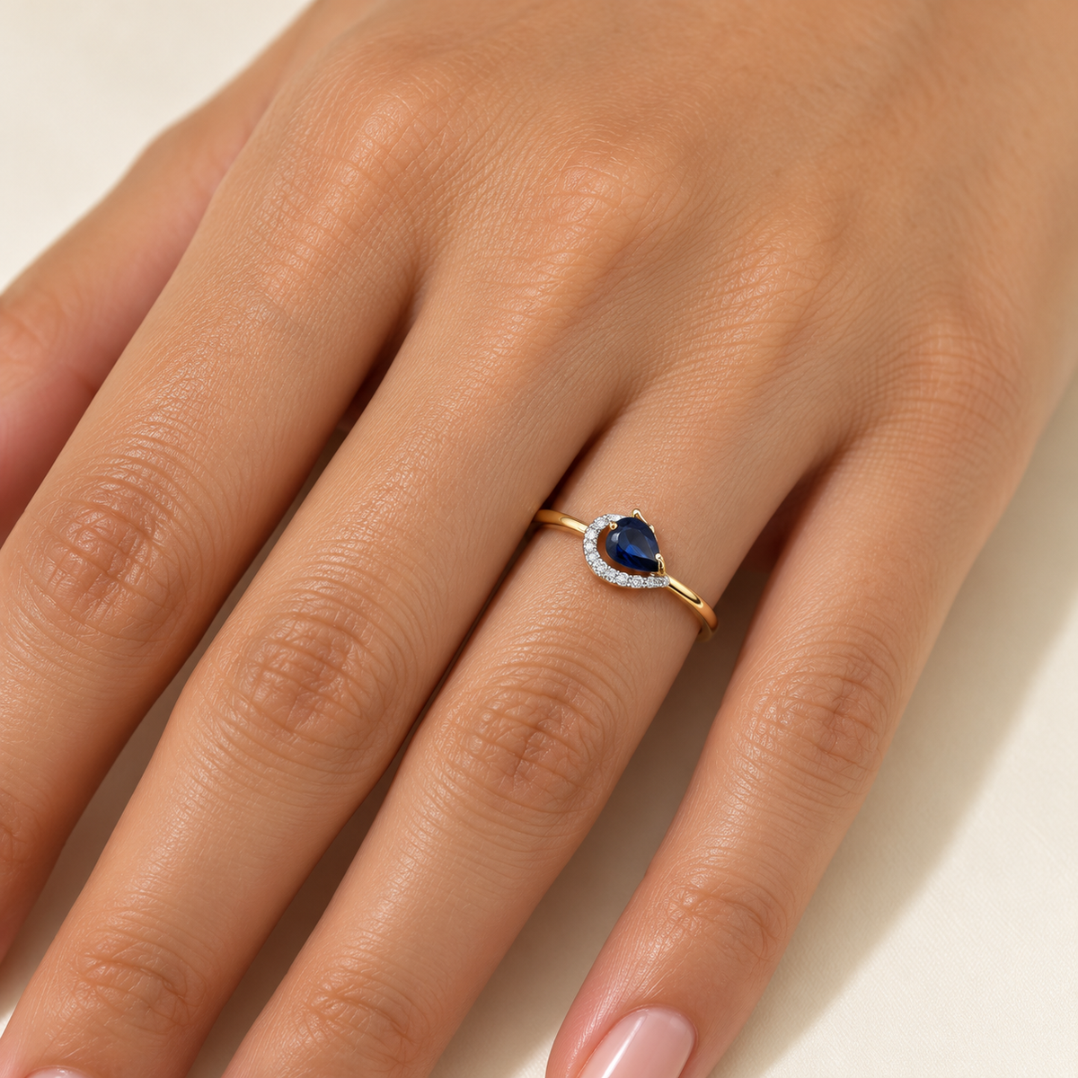 blue pear stone ring