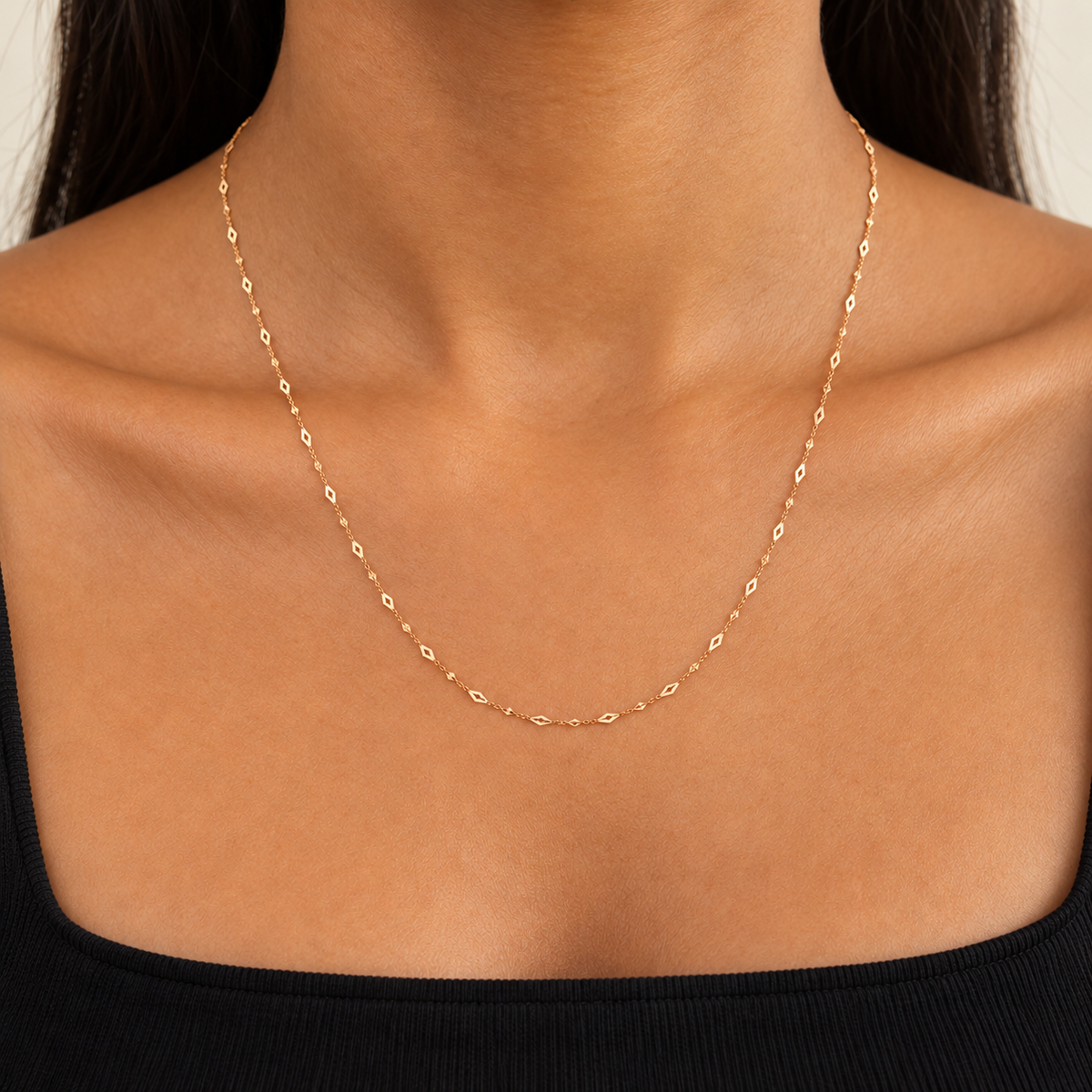 dainty gold bead station chain