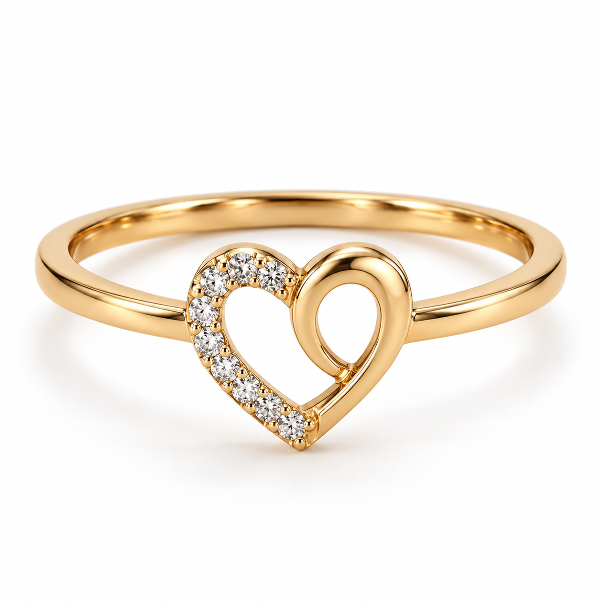 Delicate Asymmetric Gold Open-Heart Ring