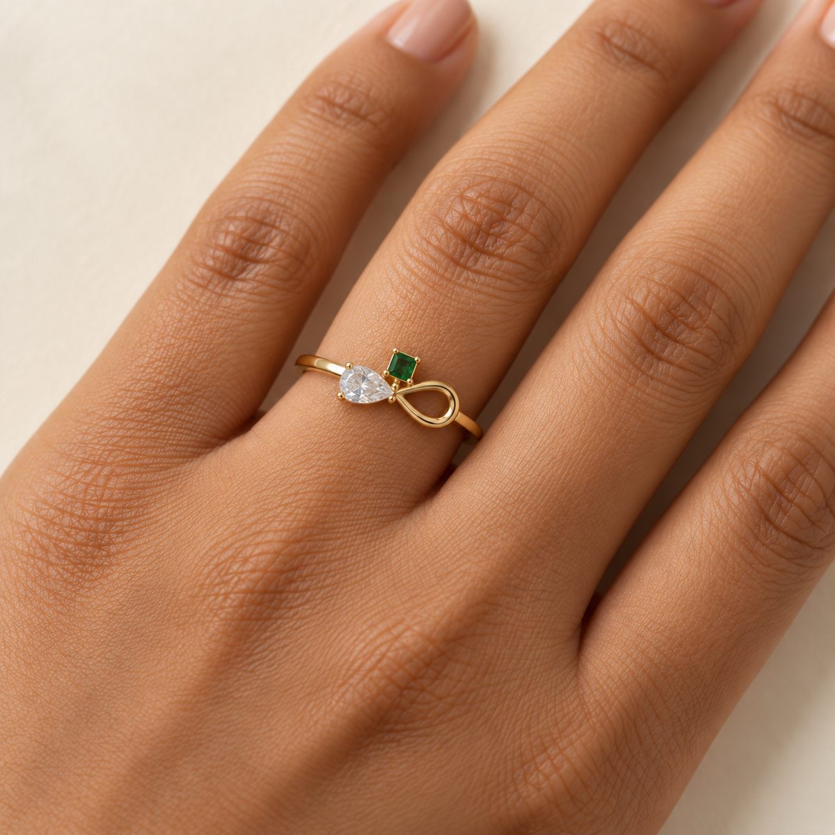 Side-by-Side Teardrop Ring