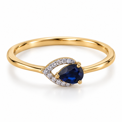 Blue Pear Gemstone Ring