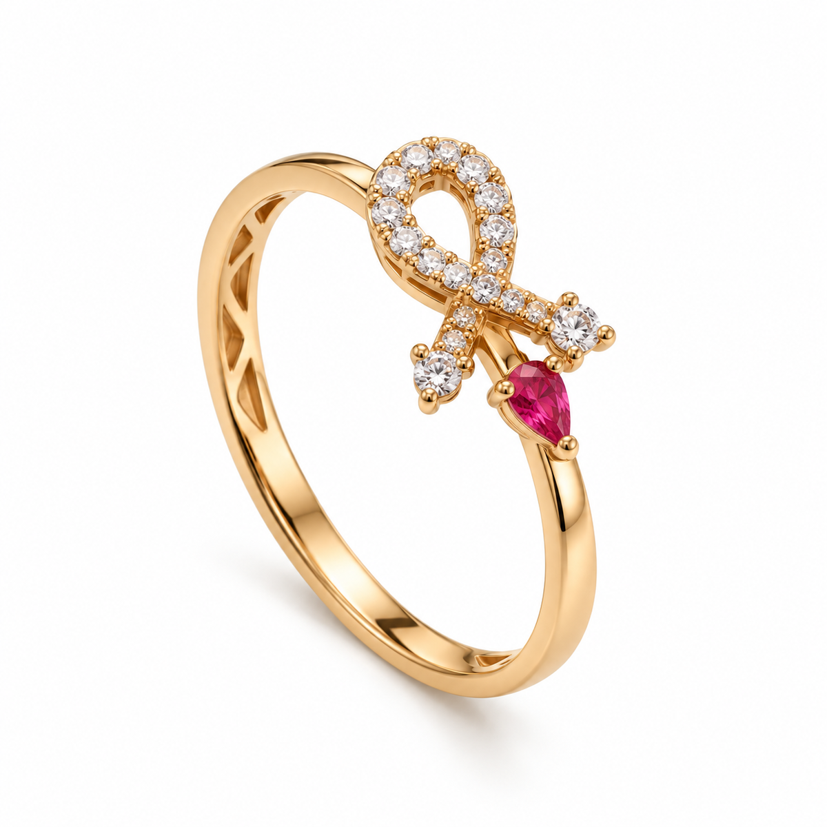delicate gold ribbon gemstone ring