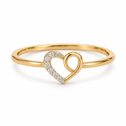Petite Asymmetrical Open-Heart Gold Ring