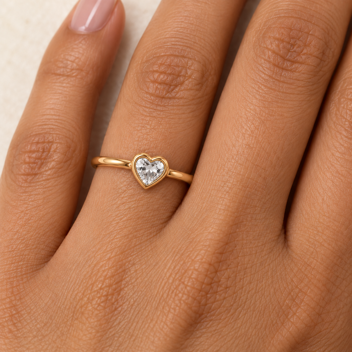 Gold Heart Solitaire Ring