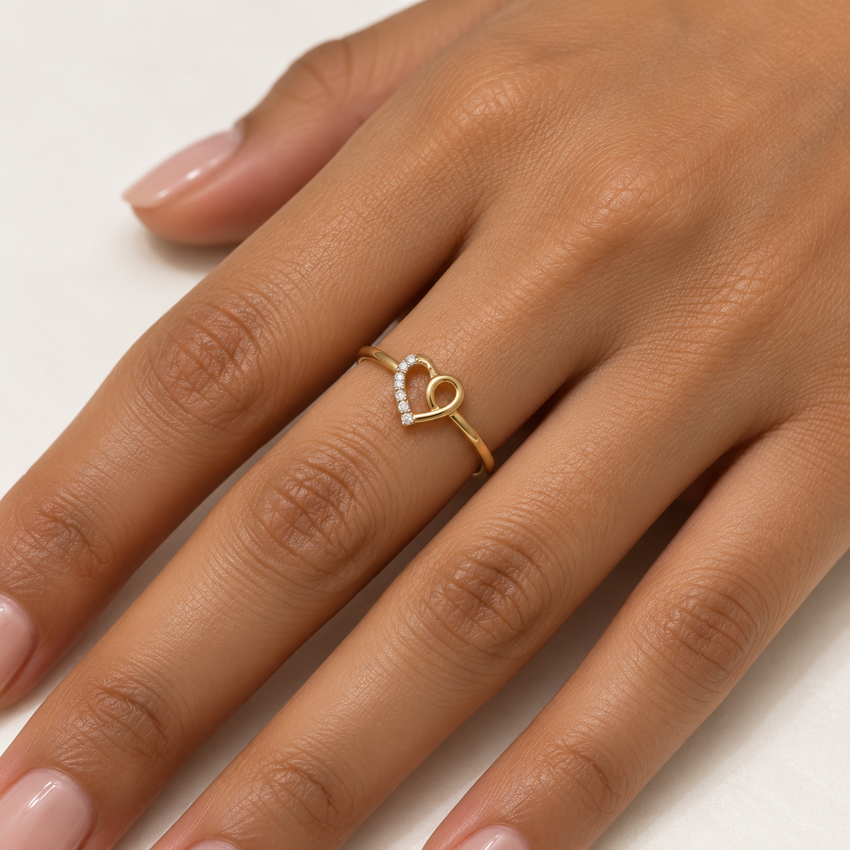 delicate gold open-heart ring