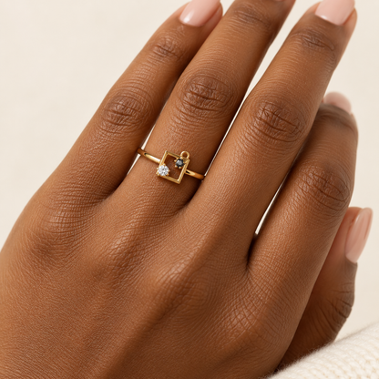 Open Geometric Gold Ring