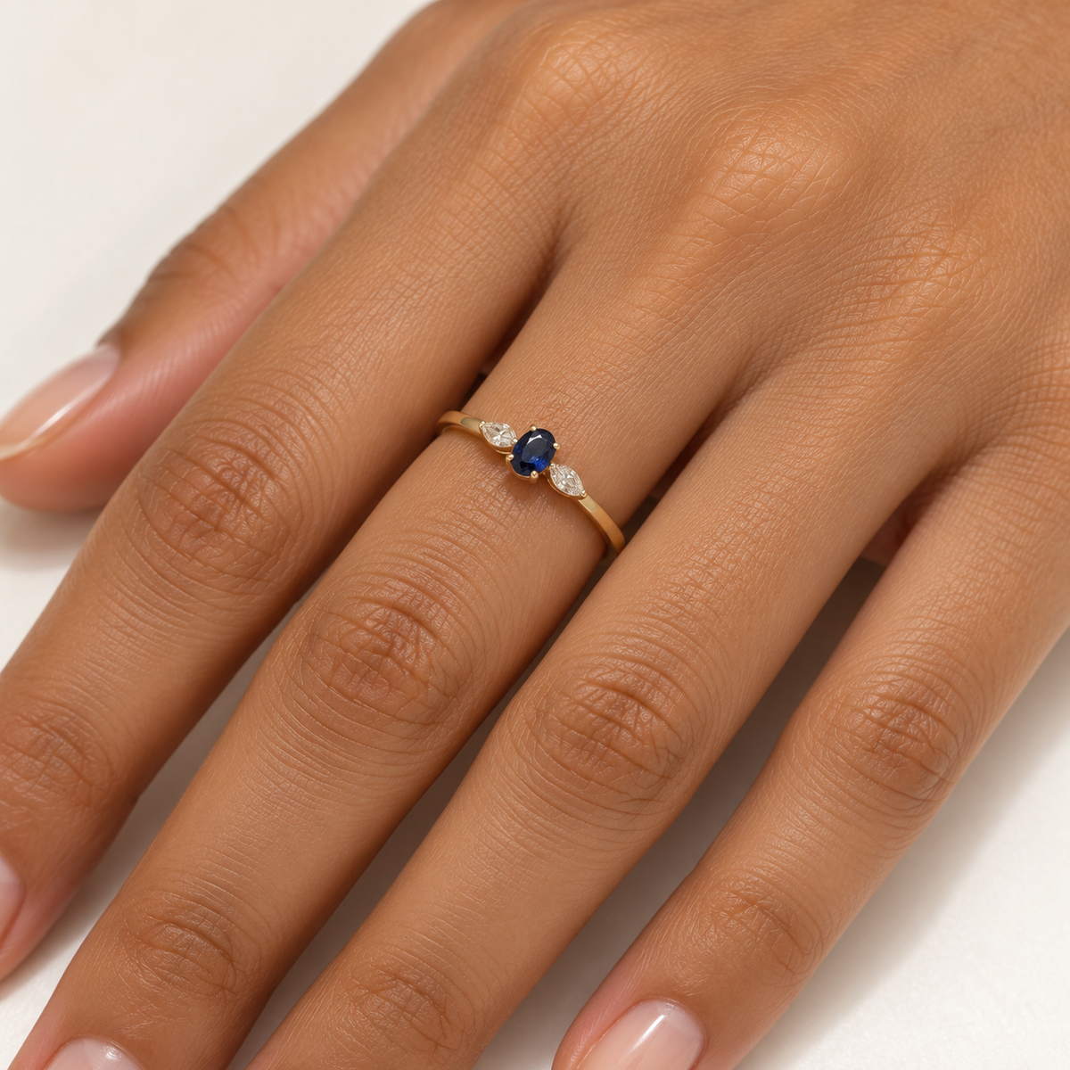 Petite Blue Botanical Gold Ring