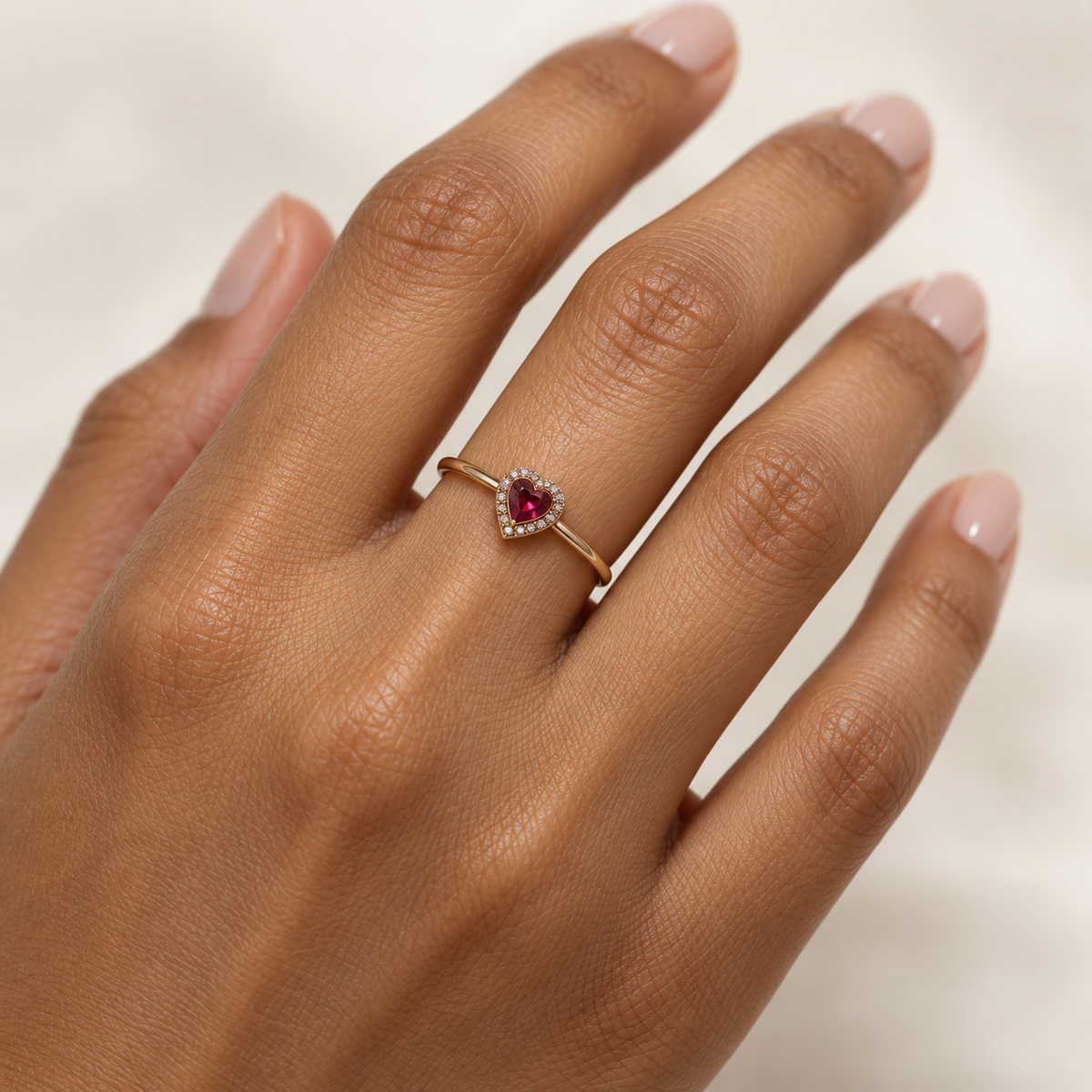 Petite Ruby Heart Ring