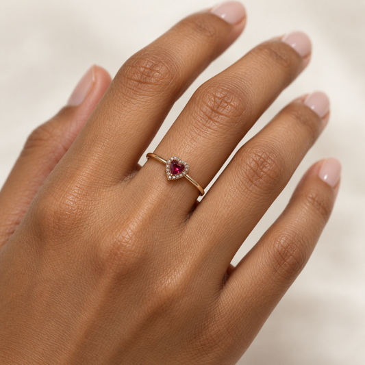 Petite Ruby Heart Ring