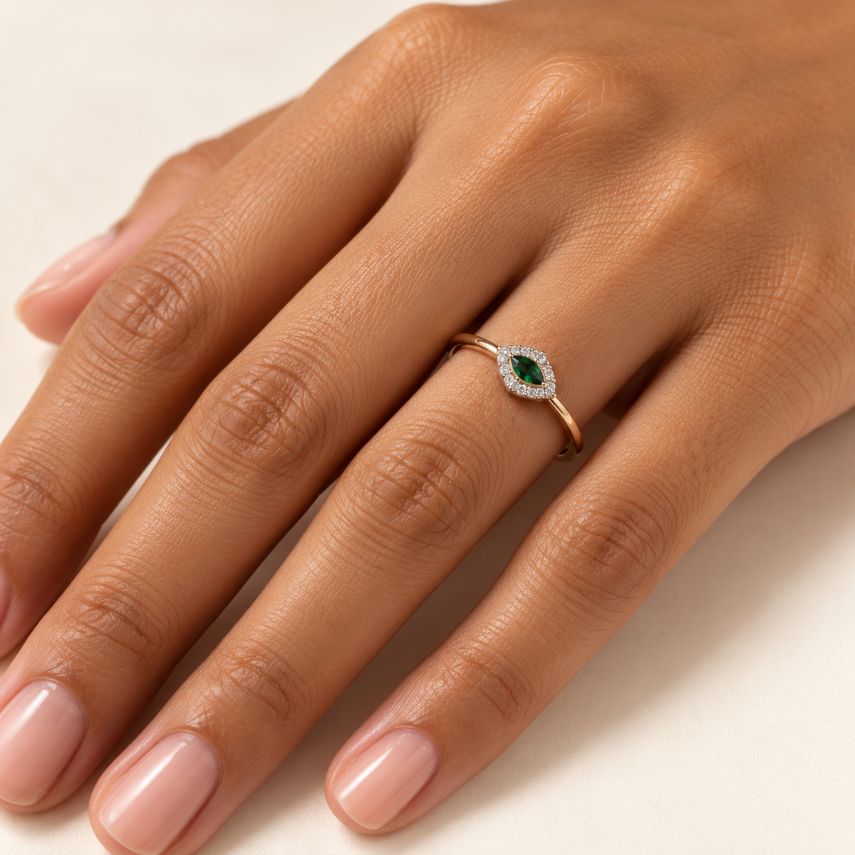 petite emerald marquise ring