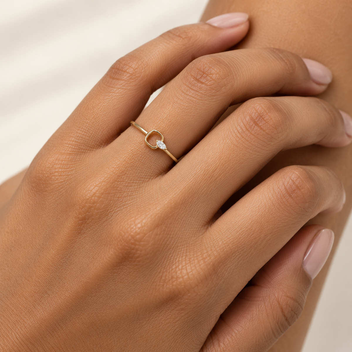 Delicate Open-Frame Gold Ring