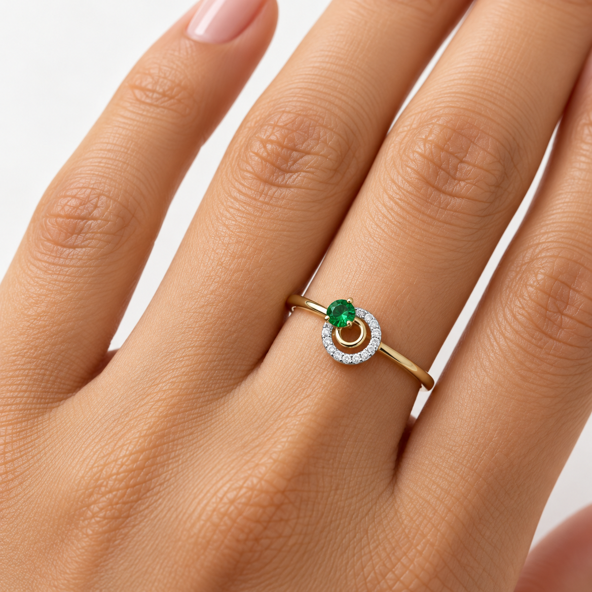 Emerald Halo Ring