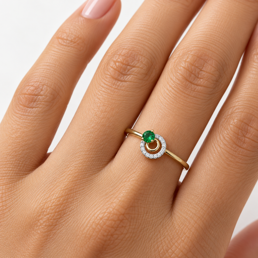 Emerald Halo Ring