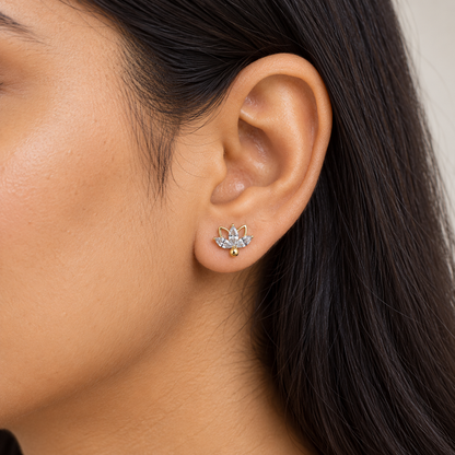 Gold Lotus Stud Earrings
