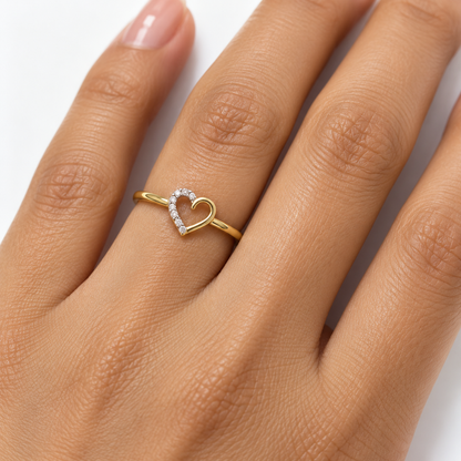 Delicate Open Heart Gold Ring