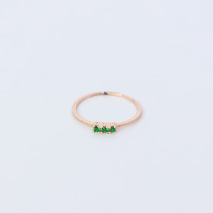 18KT GREEN TRI GEM GOLD RING