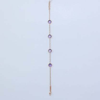 18KT GOLD AMETHYST LINK BRACELET