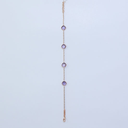 18KT GOLD AMETHYST LINK BRACELET