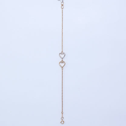 18KT GOLD DUAL TONE HEART LINK BRACELET