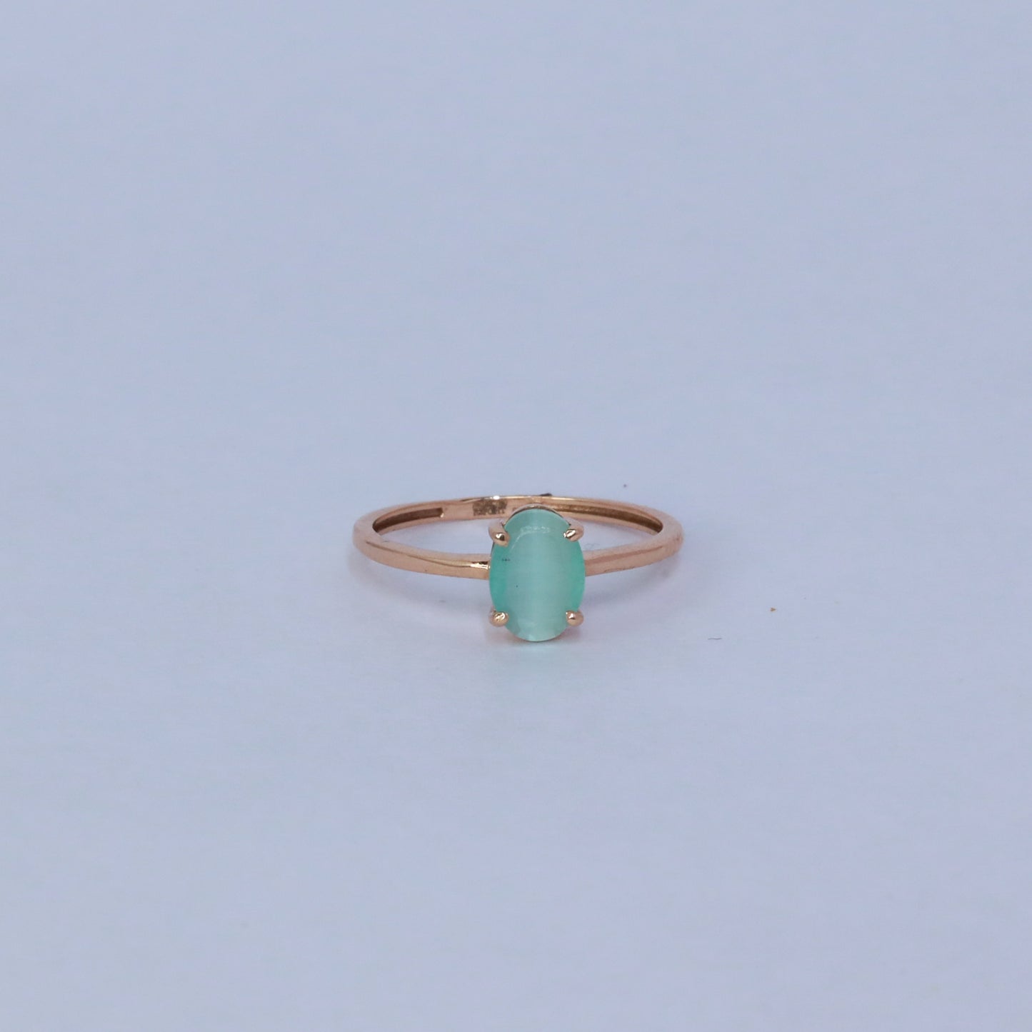 18kt gold oval teal gem ring