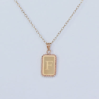 RECTANGLE LETTER F 18KT GOLD  PENDANT