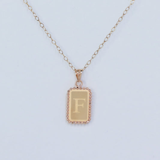 RECTANGLE LETTER F 18KT GOLD  PENDANT