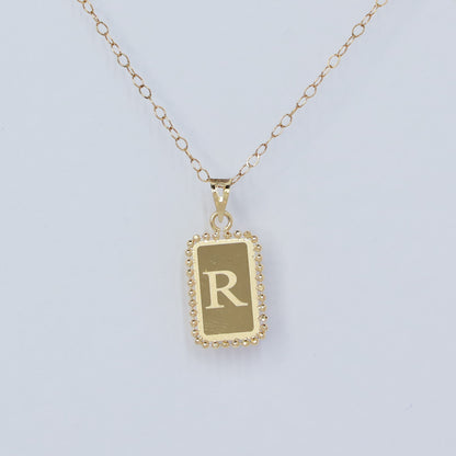 RECTANGLE LETTER R 18KT GOLD PENDANT