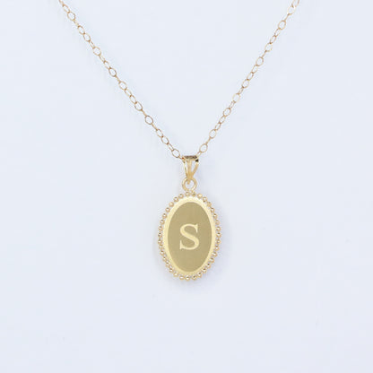 OVAL LETTER S 18KT GOLD PENDANT