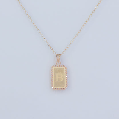 RECTANGLE LETTER B 18KT GOLD  PENDANT