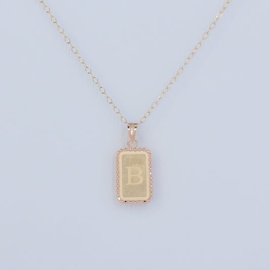 RECTANGLE LETTER B 18KT GOLD  PENDANT