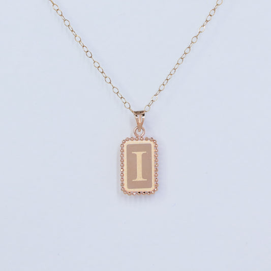 RECTANGLE LETTER I 18KT GOLD PENDANT