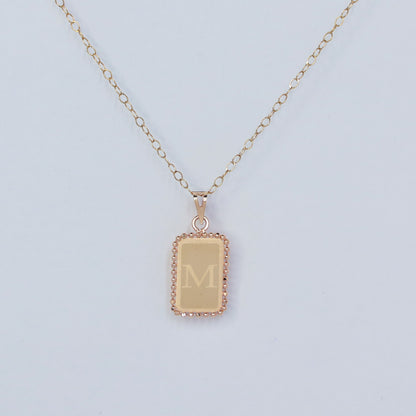 RECTANGLE LETTER M 18KT GOLD  PENDANT