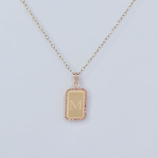 RECTANGLE LETTER M 18KT GOLD  PENDANT