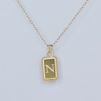 RECTANGLE LETTER N 18KT GOLD PENDANT