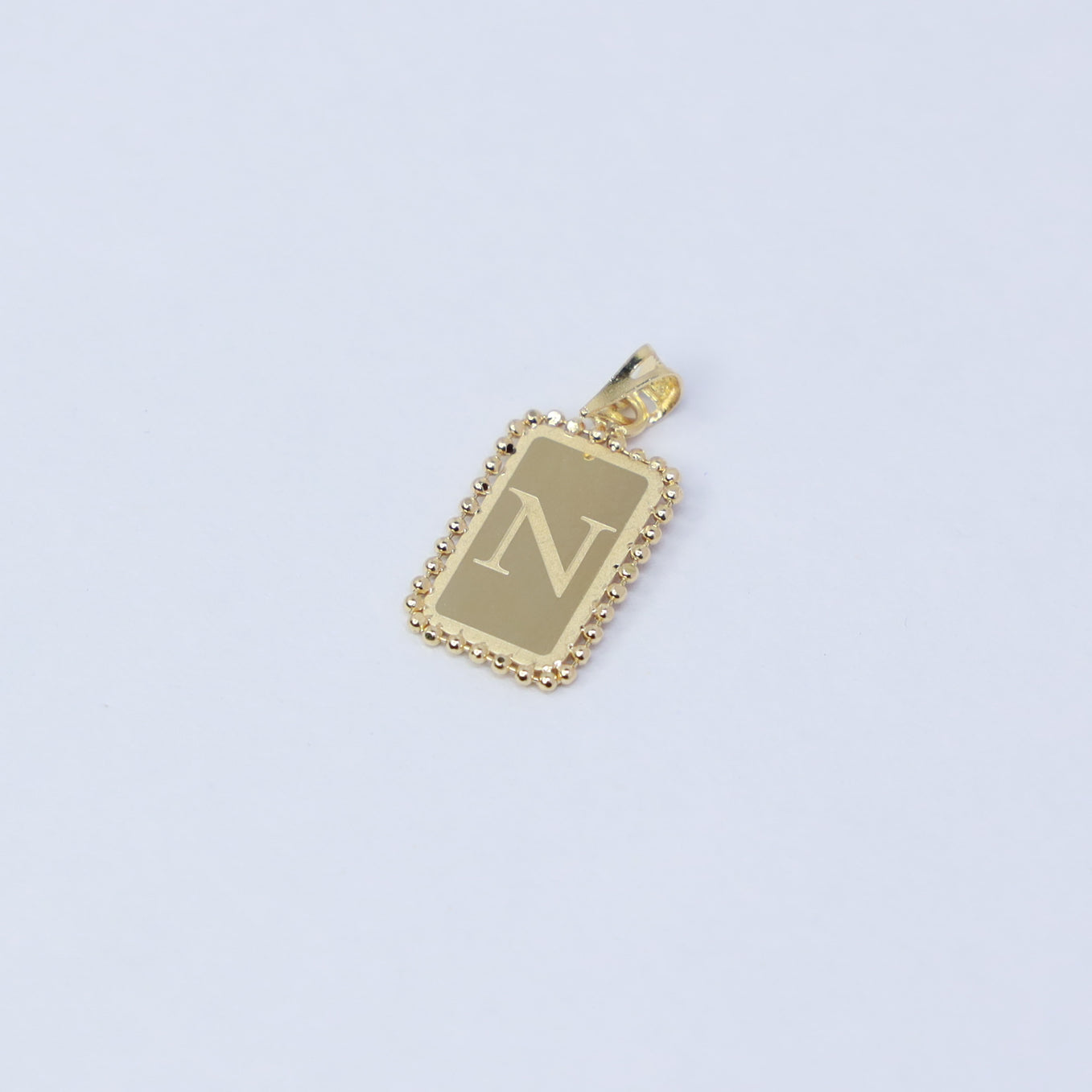 rectangle letter n 18kt gold pendant